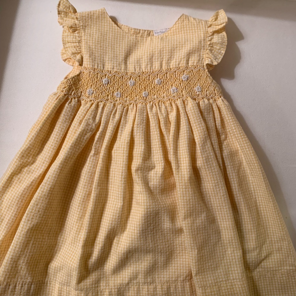 Smocked yellow and white gingham dress!!